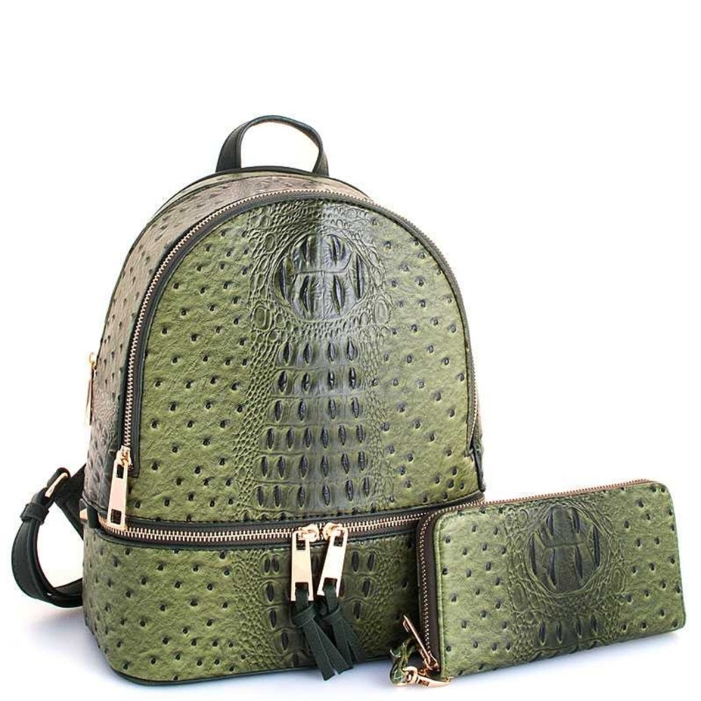Ostrich Croc 2pc Backpack
